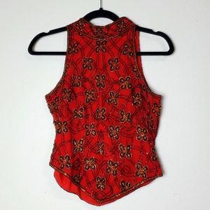 Vintage Beaded Festival Silk Top